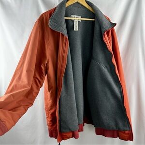 L.L. Bean Men's Tall XL‎ Warm-Up Jacket Rust Orange Gray Fleece Lined Style HK19